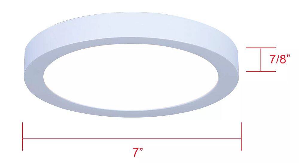 7-Inch Diameter X 7/8-Inch Height Matte White LED Disc Light