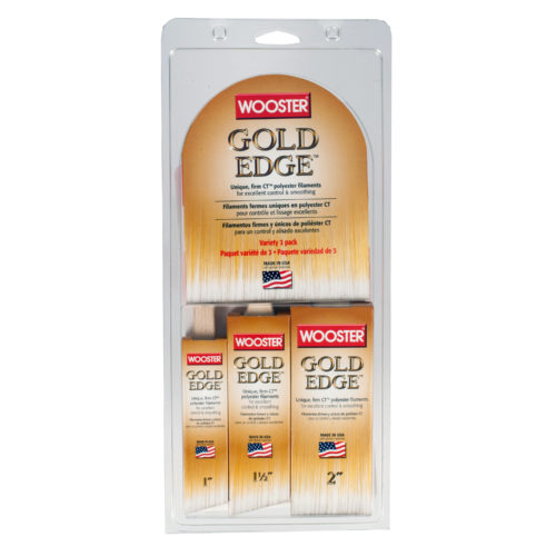 Gold Edge Polyester Bristle Paint Brush, 3-Pack 4 Gold Edge Polyester Bristle Paint Brush, 3-Pack