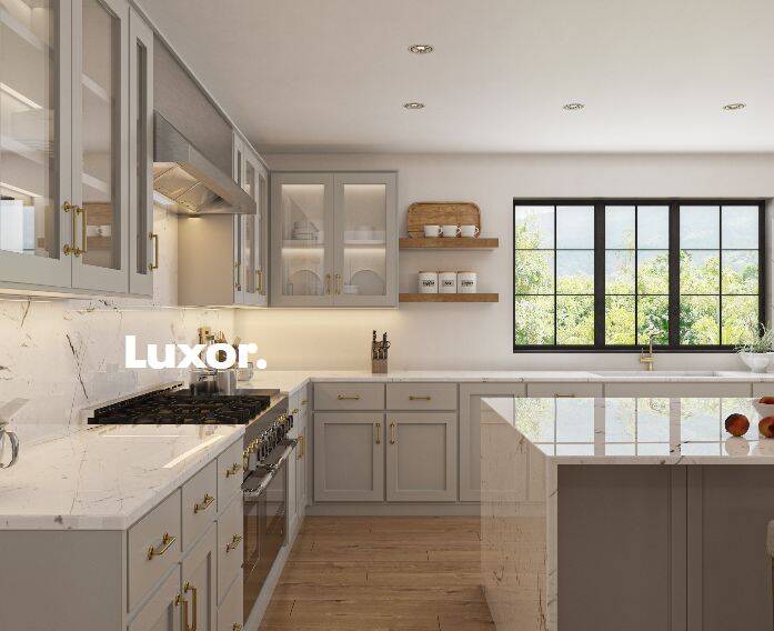 18-Inch X 84-Inch, Luxor, Misty Grey, Utility Cabinet 2 18-Inch, Luxor, Misty Grey, Base Cabinet
