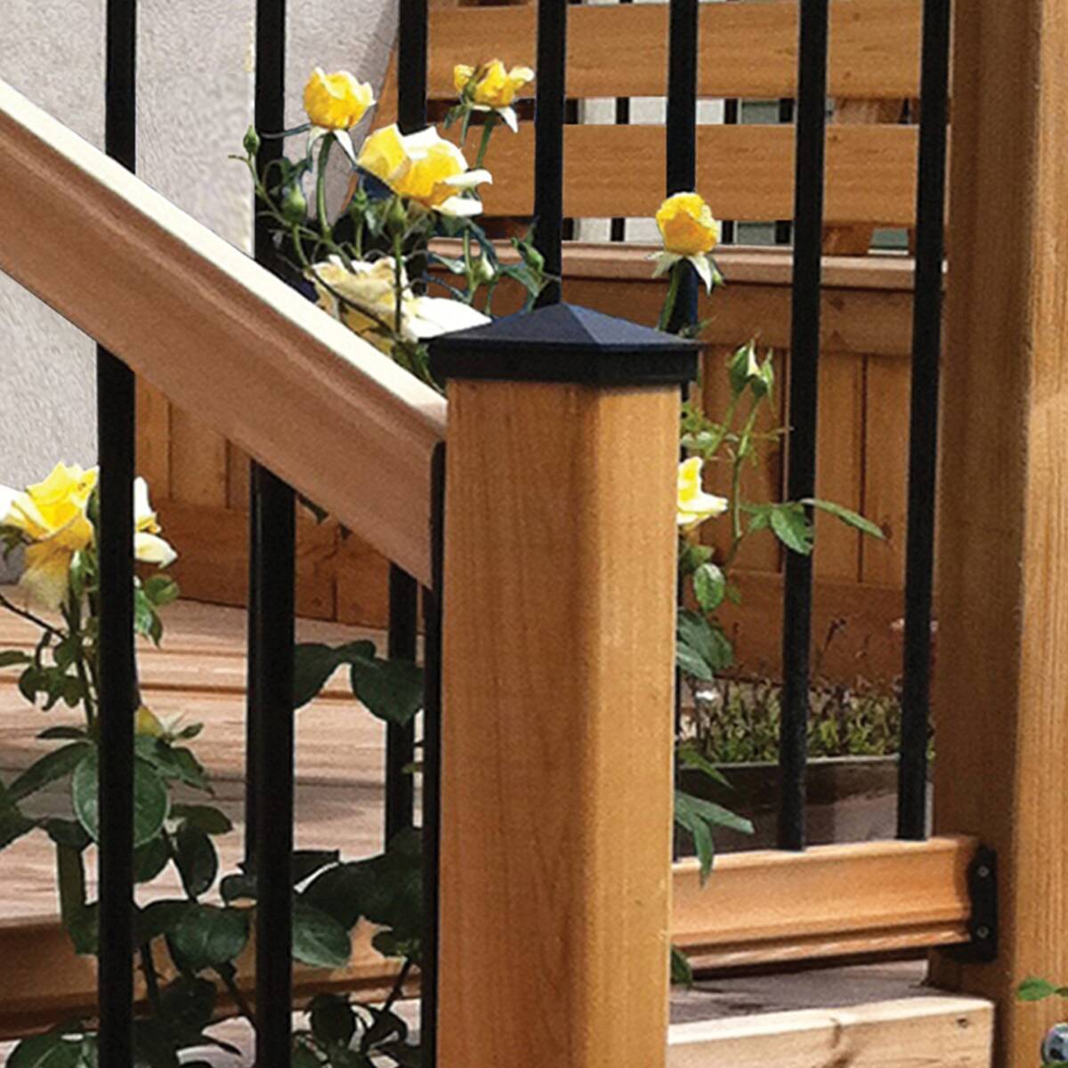6 X 6-Inch Black Aluminum Ornamental Pryamid Post Cap