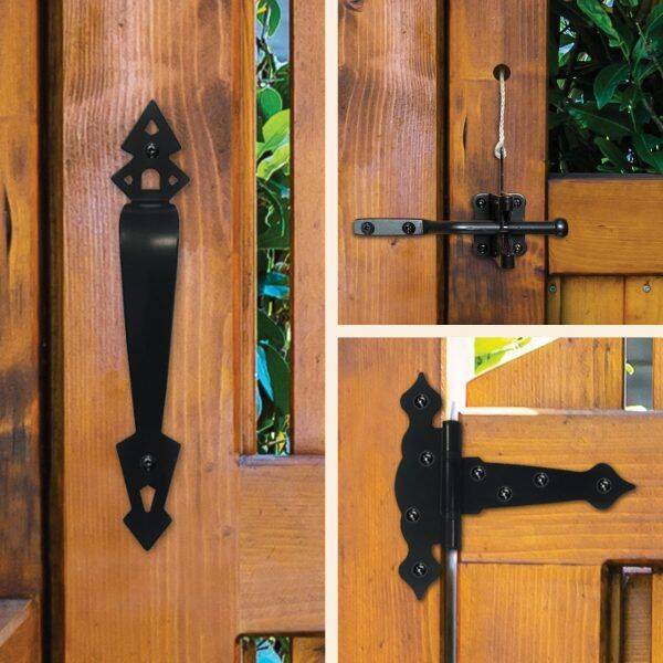 Black Galvanized Steel Heavy Duty Decorative Gate Combo Kit