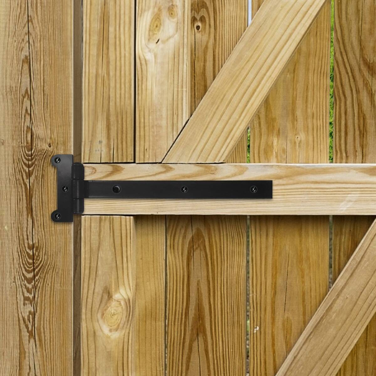 12-Inch Black Galvanized Steel Strap Hinges 2-Pack