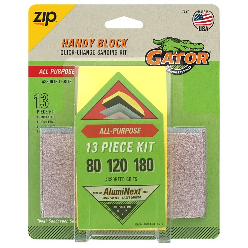 Zip® All-Purpose Handy Block Quick-Change Sanding Kit, 13-Piece, Assorted Grit