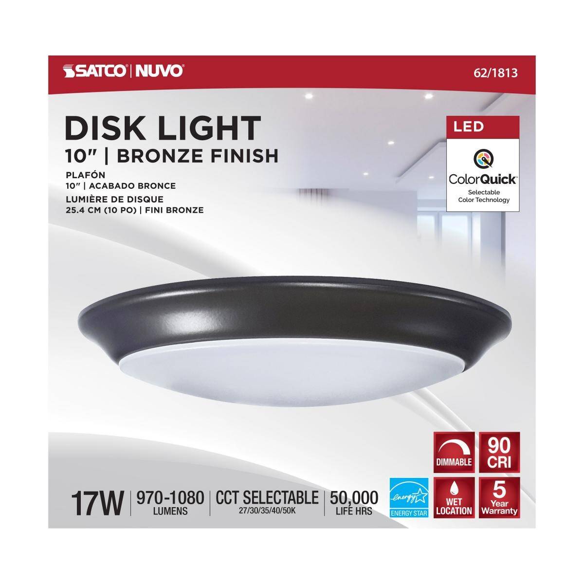 Nuvo® -Watt Equivalent Selectable White Dimmable Disk LED Light, 1-Pack 2 Nuvo® -Watt Equivalent Selectable White Dimmable Disk LED Light, 1-Pack
