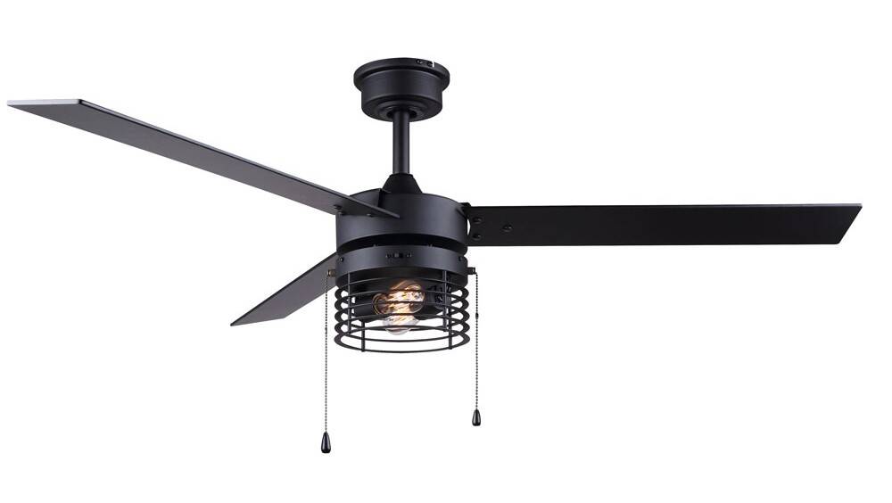 ALDER 52-Inch Matte Black Indoor 3-Blade Ceiling Fan