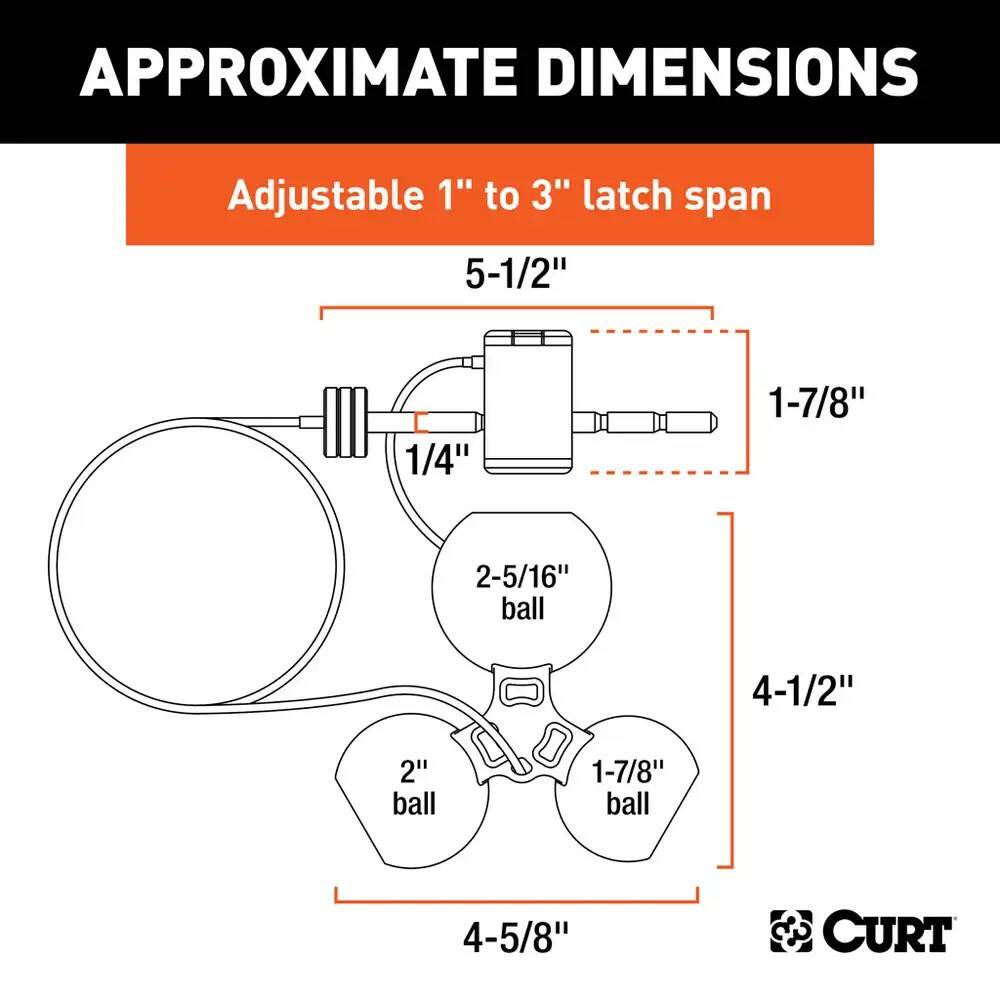 1/4-Inch Tri-Ball Trailer Coupler Lock with Universal Hitch, 11-over all Length 2 1/4-Inch Tri-Ball Trailer Coupler Lock with Universal Hitch, 11-over all Length