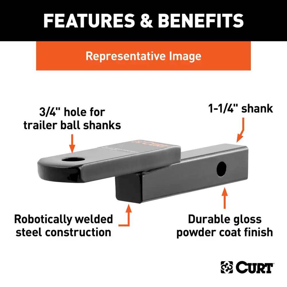 1-1/4-Inch Shank 9-3/4-Inch Length Class 2 Ball Mount With 1-1/4-Inch Rise 3 1-1/4-Inch Shank 9-3/4-Inch Length Class 2 Ball Mount With 1-1/4-Inch Rise