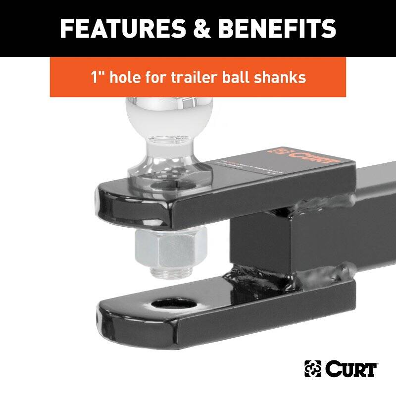 1-Inch Black Steel Hitch Ball Mount