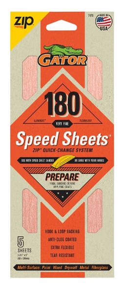 Very Fine, 180 Grit, Zip™ Quick Change System, Speed Sheets™ Prepare, Sandpaper, 5-Pack 2 Very Fine, 180 Grit, Zip™ Quick Change System, Speed Sheets™ Prepare, Sandpaper, 5-Pack