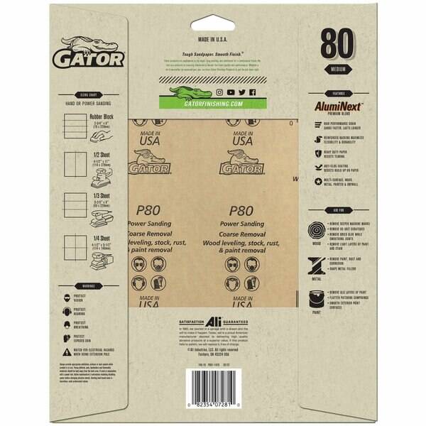 Medium, 9-Inch X 11-Inch, 80 Grit, Remove, Sandpaper, 15-Pack