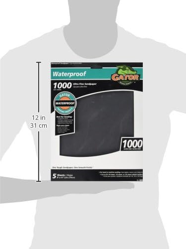 Mirror Fine, 9-Inch X 11-Inch, 1000 Grit, Waterproof Sandpaper, 5-Pack