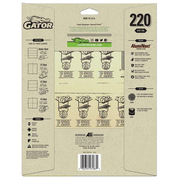 Very Fine, 9-Inch X 11-Inch, 220 Grit, Finish, Sandpaper, 15-Pack 2 Very Fine, 9-Inch X 11-Inch, 220 Grit, Finish, Sandpaper, 15-Pack