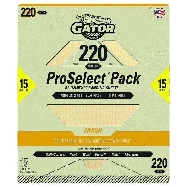 Very Fine, 9-Inch X 11-Inch, 220 Grit, Finish, Sandpaper, 15-Pack 5 Very Fine, 9-Inch X 11-Inch, 220 Grit, Finish, Sandpaper, 15-Pack