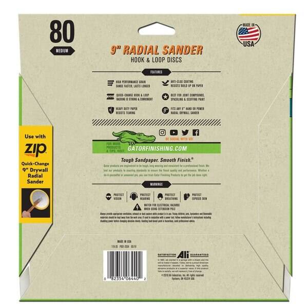 Medium, 9-Inch, 80 Grit, Drywall Sanding Disc, 5-Pack