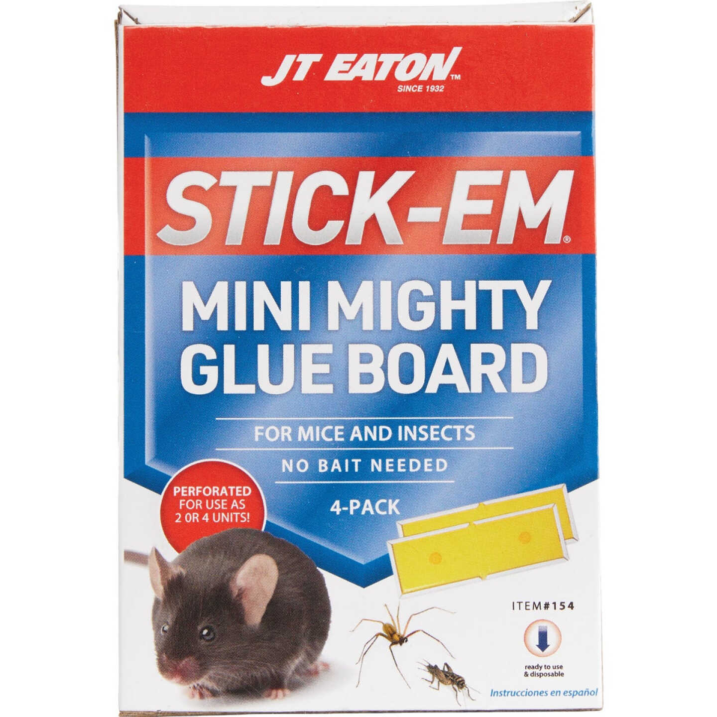 Stick-Em Mini Mighty Glue Board for Mice and Insects, 4-Pack