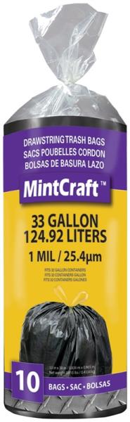 33-Gallon Black Drawstring Trash Bag