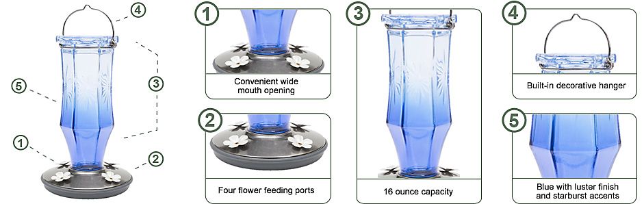 Sapphire Starburst Vintage Hummingbird Feeder