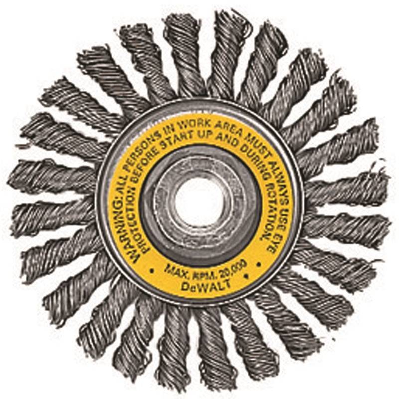 DeWALT Dw4930 Wire Wheel Brush, 0.02 In Dia Bristle, 5/8-11 Arbor/Shank, 4 In Dia