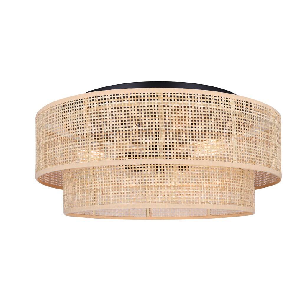 2 Light Bellamy Flush Mount InNatural And Black