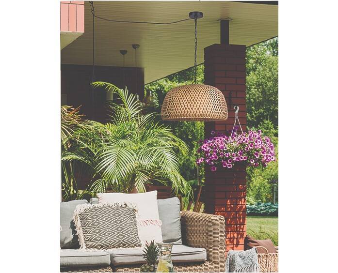 1 Light Hanoi Pendant In Black And Bamboo