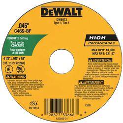 DeWALT Dw8072 Cutting Wheel, Medium, Silicone Carbide, 4-1/2 In Dia