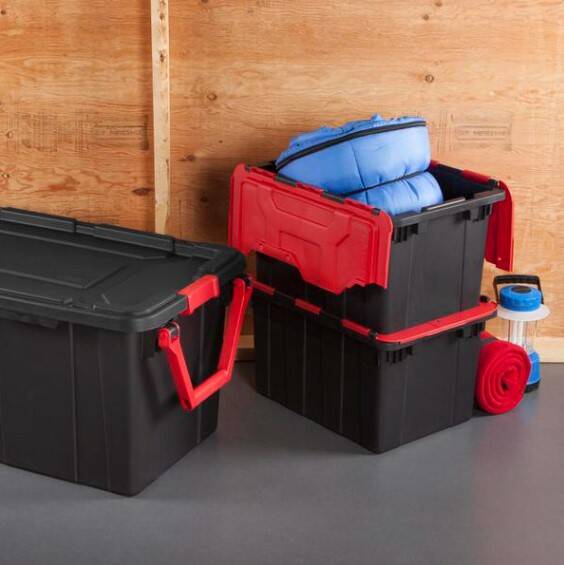 12-Gallon Hinged Lid Industrial Tote Black 7 12-Gallon Hinged Lid Industrial Tote Black