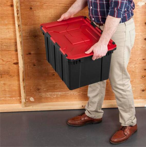 12-Gallon Hinged Lid Industrial Tote Black 8 12-Gallon Hinged Lid Industrial Tote Black