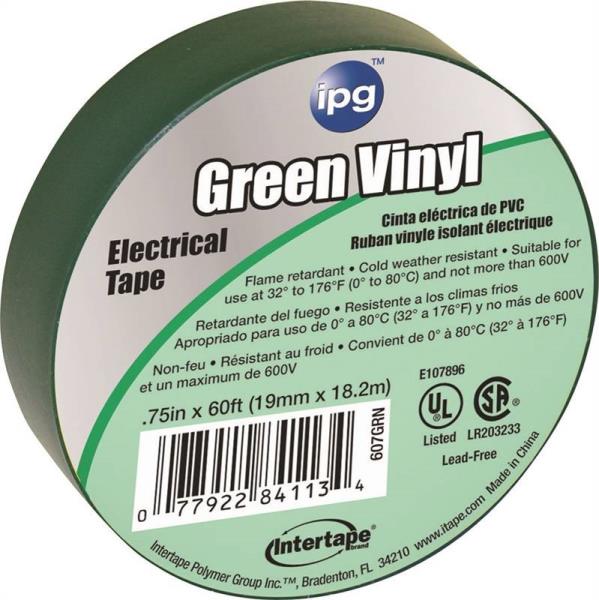 .75-Inch X 60-Foot Green Vinyl Electrical Tape