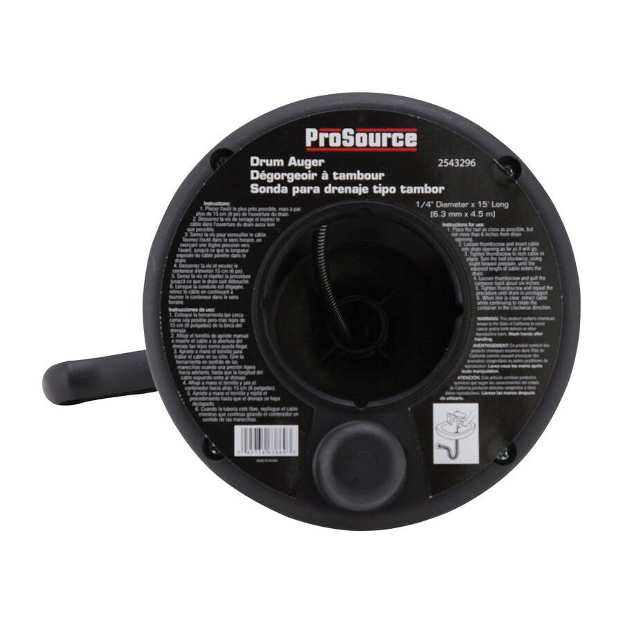 1/4-Inch Cable Diameter X 15-Foot Cable Length BlackDrum DrainAuger