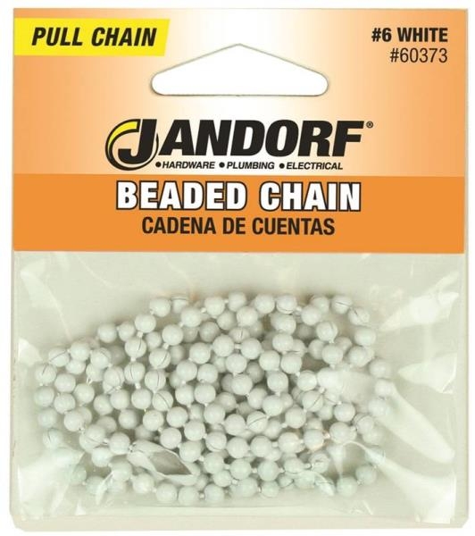White Finish Beaded Chain With No. 6 Connector 3-Foot