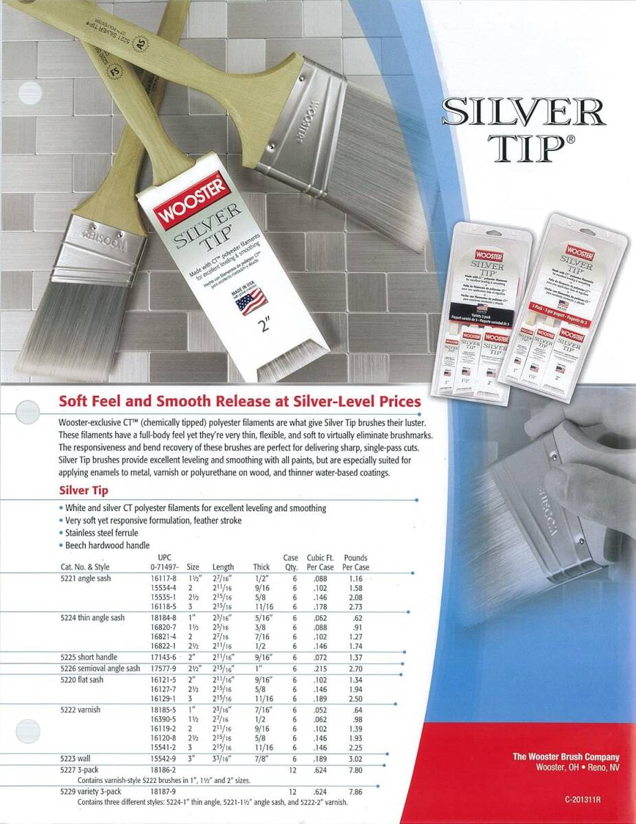 Silver Tip Polyester Brush Paint, 3-Pack