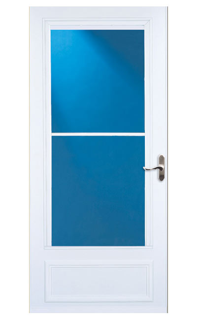 Screen Away White Wood Storm Door