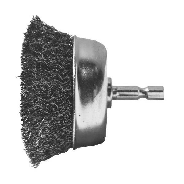 Drill Cup Brush, 2-3/4-Inch Dia, 1/4-Inch Arbor/Shank, Steel Bristle