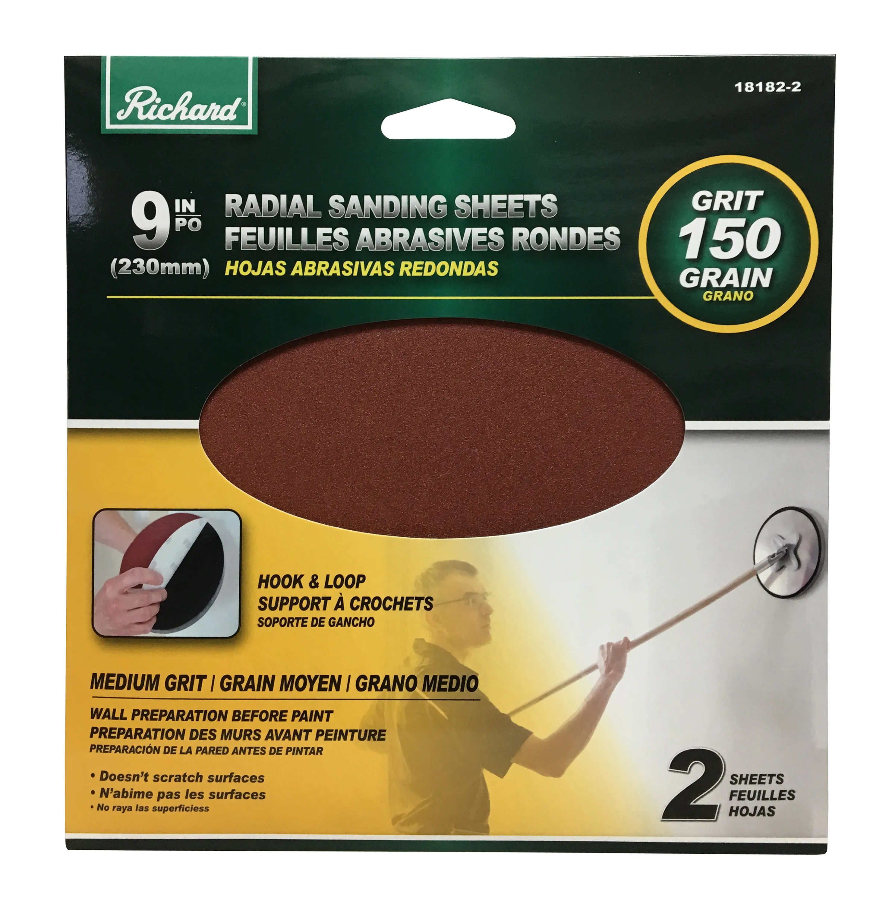 9-Inch 150-Grit Hook And Loop Radial Sanding Sheet 2-Pack
