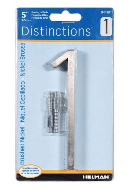 #1 5-Inch Brushed Nickel Floating Mount House Number