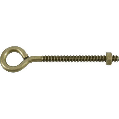 Gold Steel Eye Bolt With Hex Nut, 1/4 In Thread