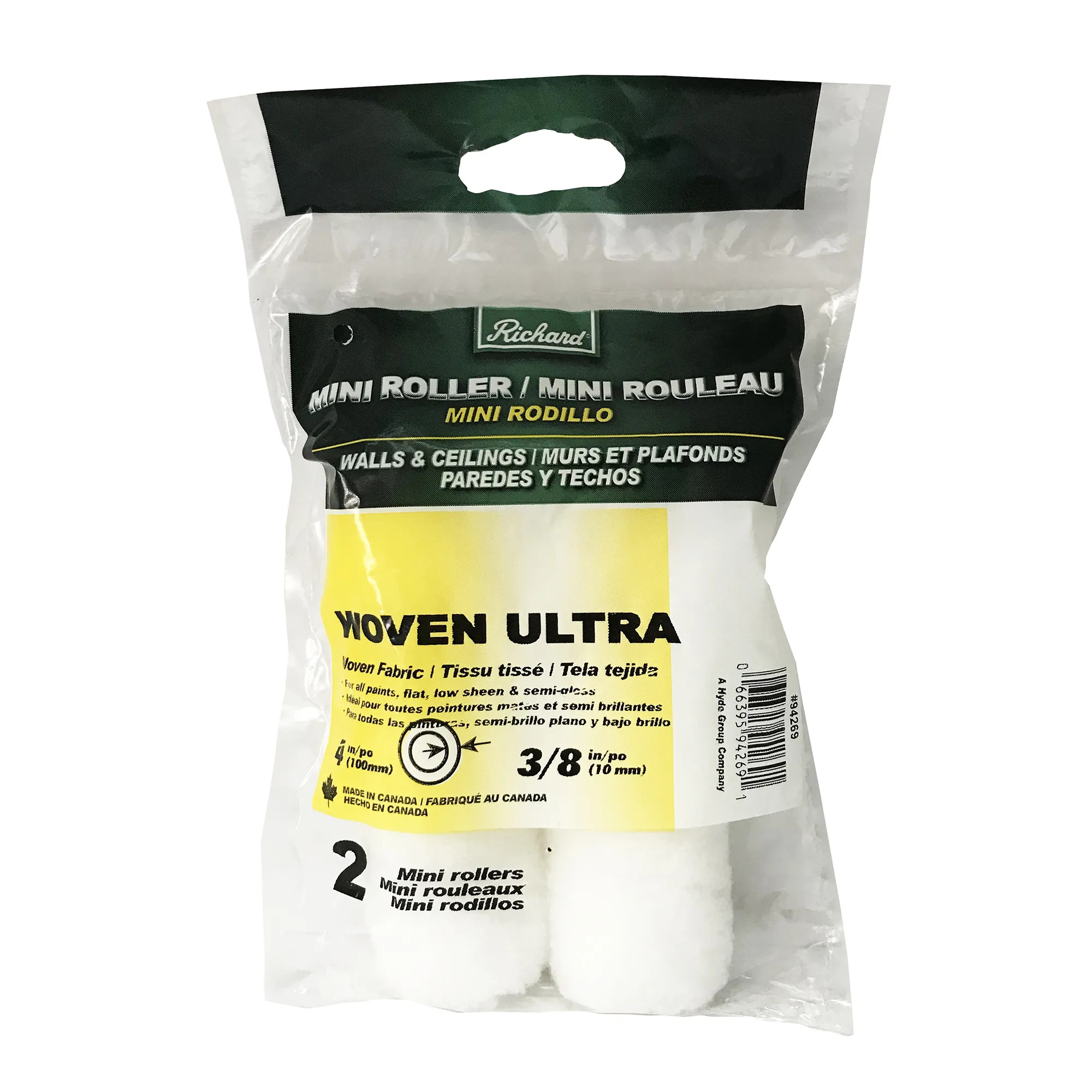 4-Inch Mini Whizz Paint Roller Cover, 3/8-Inch Pile 2-Pack