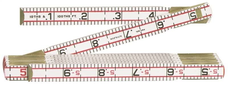 6-Foot Red End Engineer's Scale Wood Rule