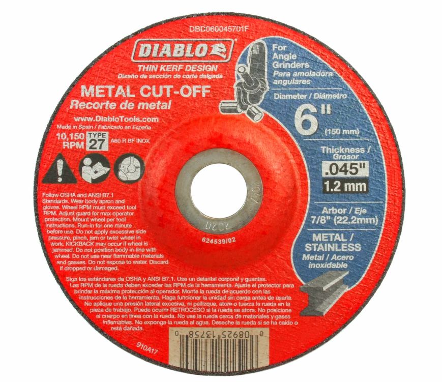 6-Inch Type 1 Metal Cut-Off Disc
