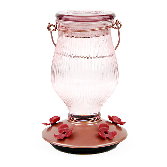 24-Ounce Rose Gold Top-Fill Glass Hummingbird Feeder 3 24-Ounce Rose Gold Top-Fill Glass Hummingbird Feeder