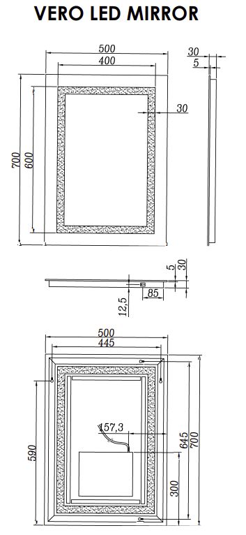 19-11/16 x 27-9/16 x 1-3/16-Inch Vero Frameless LED Lighted Vanity Mirror 2 19-11/16 x 27-9/16 x 1-3/16-Inch Vero Frameless LED Lighted Vanity Mirror