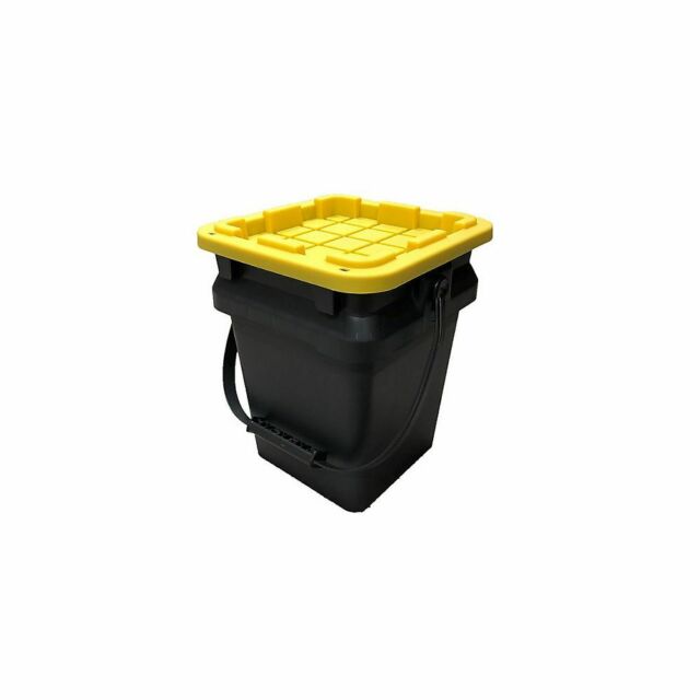 5-Gallon Black Box Tough Bucket With Yellow Lid