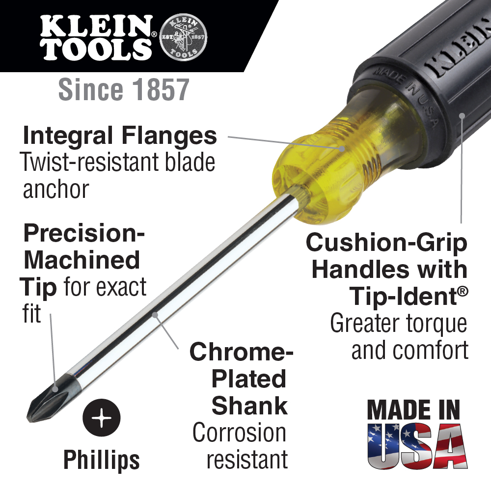 #2 Phillips Screwdriver, 10-Inch Round Shank