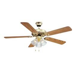 52-Inch Polished Brass Indoor LED 5-Blade Ceiling Fan