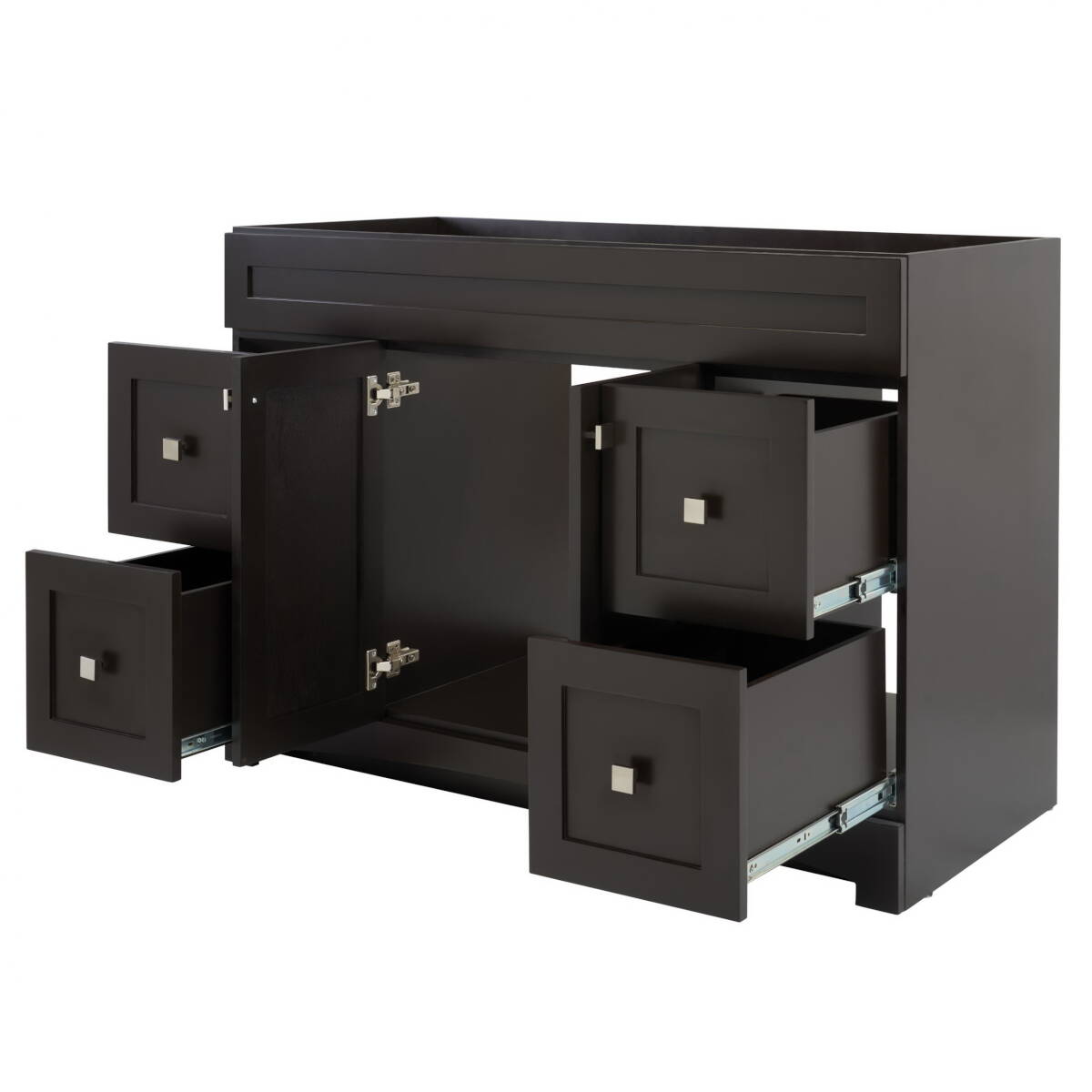 21-Inch X 48-Inch X 34-Inch Black Coffee 4-Drawer Monterrey Vanity