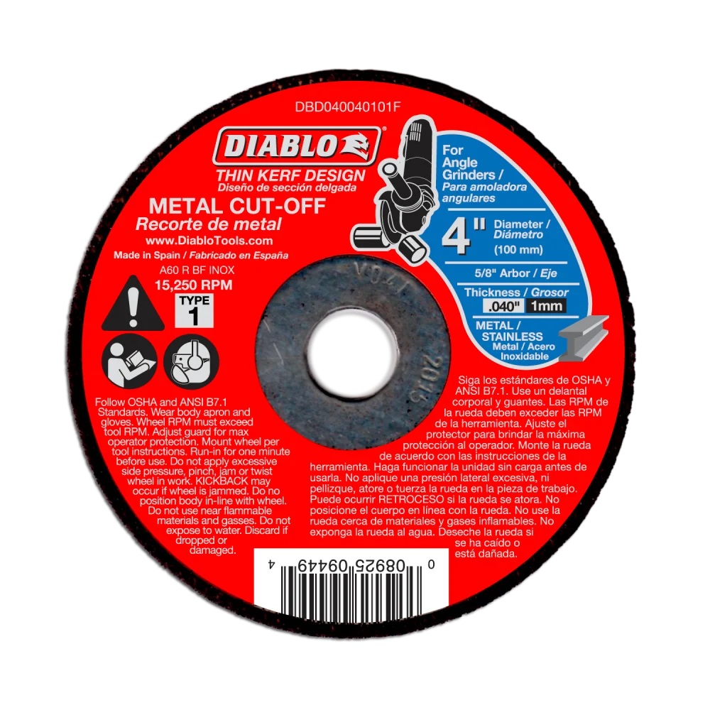 4-Inch Metal Cut Off Disc, Thin Kerf