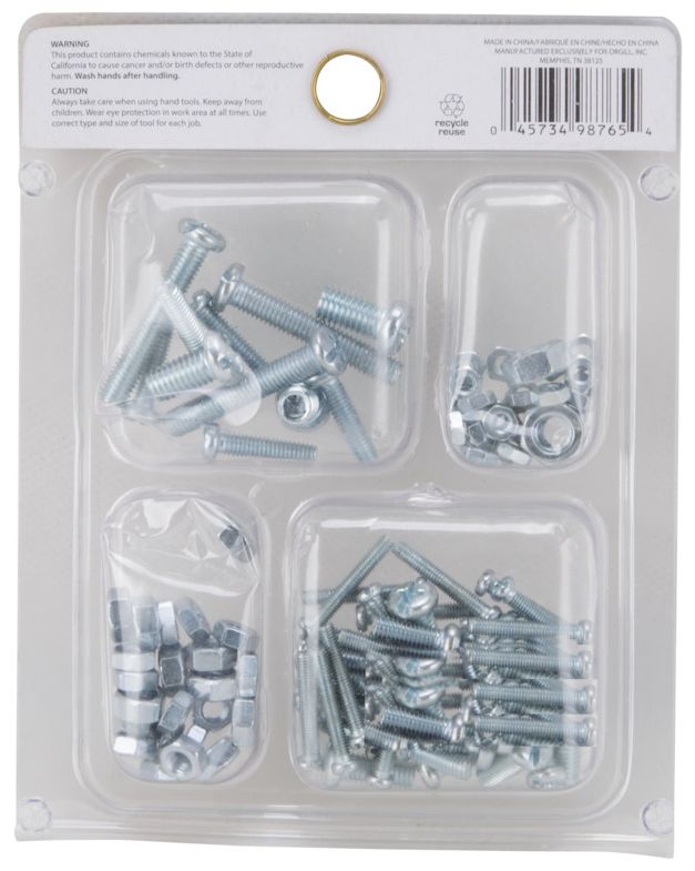 Steel Bolt & Nut Set, 100-Piece